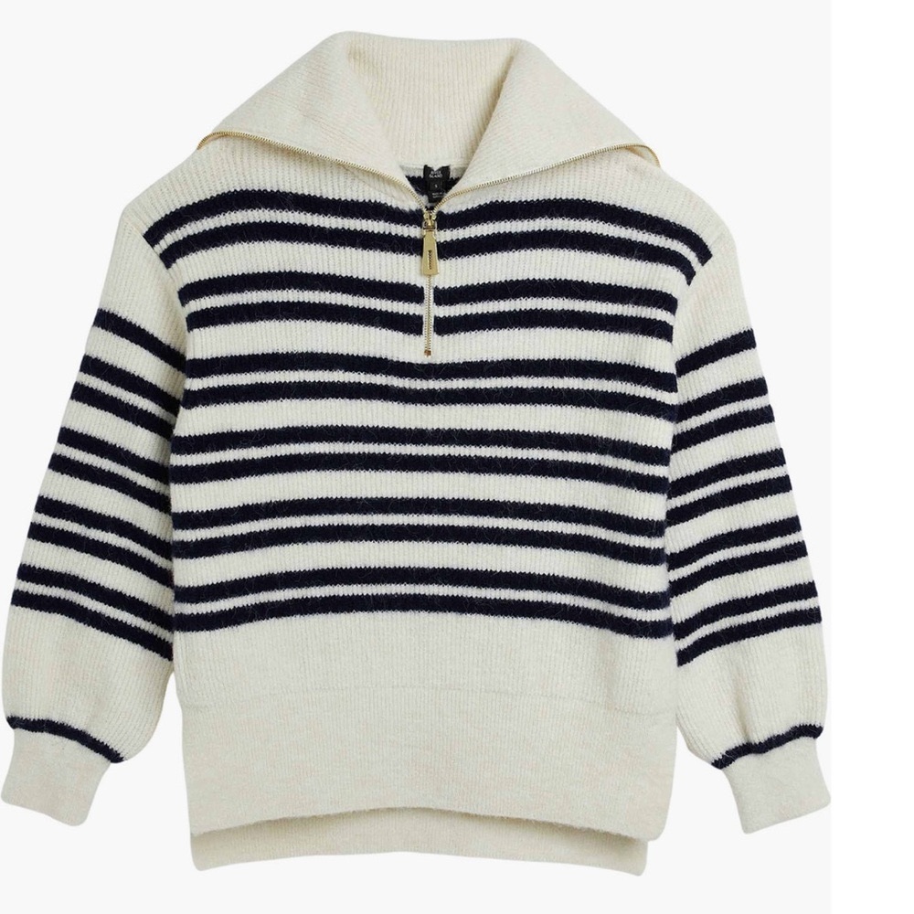 River Island Half Zip Sweater Navy Size Medium